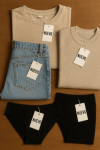 Prendas nuevas con etiquetas originales listas para reventa